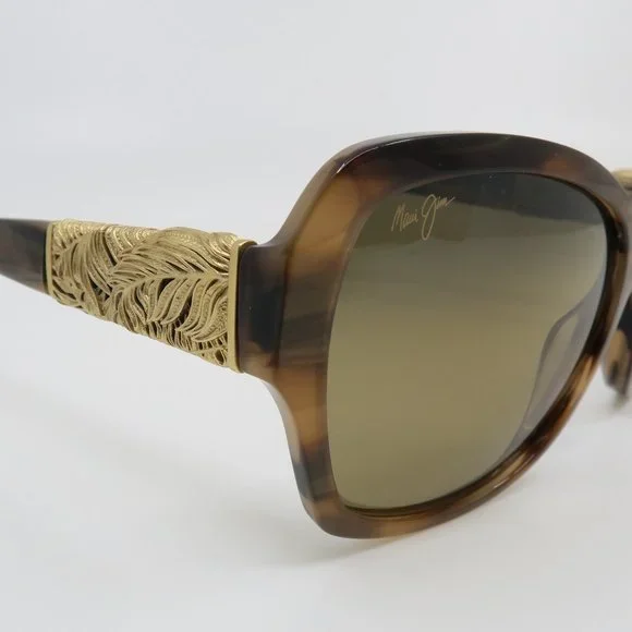 Maui Jim MJ530-93 SWAYING PALMS Brown Stripes/Bronze 24K Gold Deluxe Sunglasses. - Picture 5 of 8